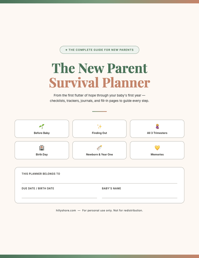 Cover Page page from New Parent Planner