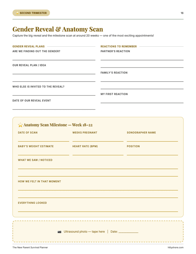 Feeding Log page from New Parent Planner