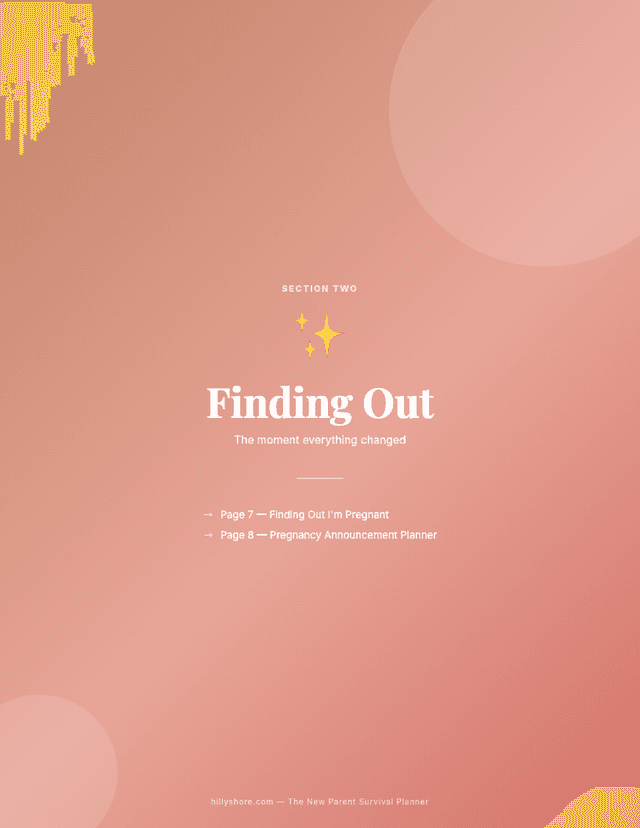 First Trimester page from New Parent Planner