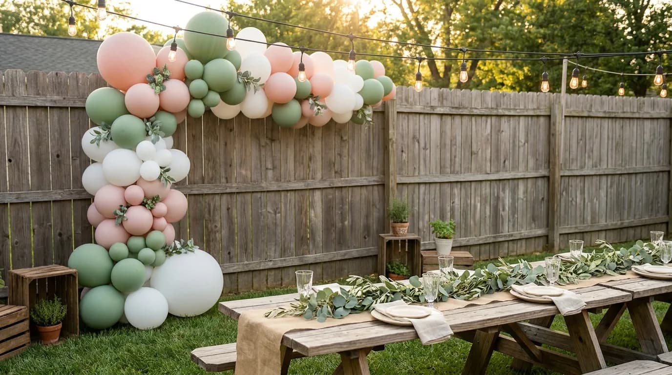 Baby shower decoration setup — Backyard