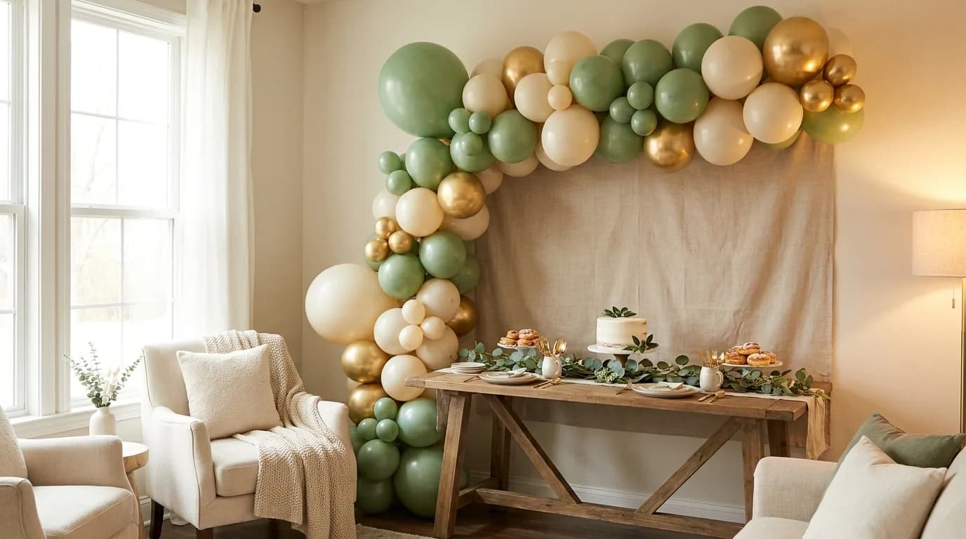 Baby shower decoration setup — Living room / at home